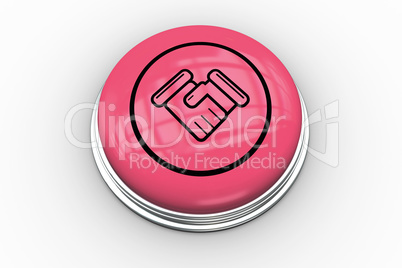 Handshake graphic on pink button