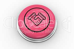 Handshake graphic on pink button