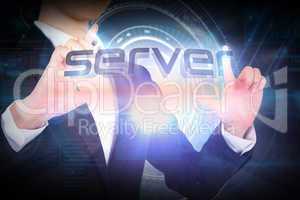 Businesswoman presenting the word server