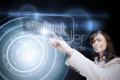 Businesswoman pointing to word efficient