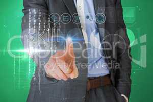 Businessman touching the word skill on interface