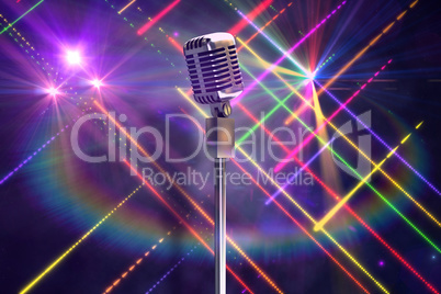 Composite image of retro microphone on stand