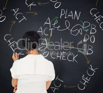 Composite image of businesswoman standing