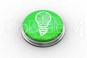 Composite image of light bulb with brain inside graphic on butto