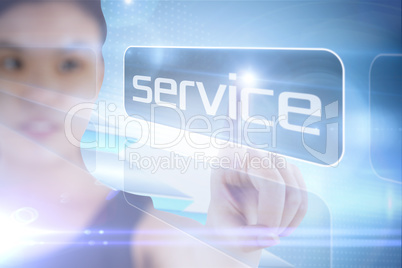 Businesswoman pointing to word service