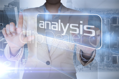 Businesswoman pointing to the word analysis
