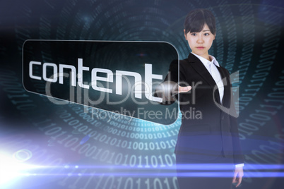 Businesswoman pointing to word content