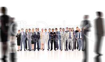 Composite image of business people standing up