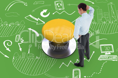 Composite image of thinking businessman scratching head