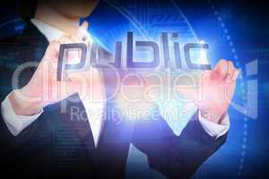 Businesswoman presenting the word public