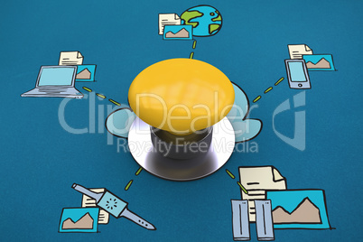 Composite image of yellow push button