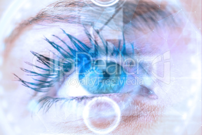 Composite image of close up of female blue eye