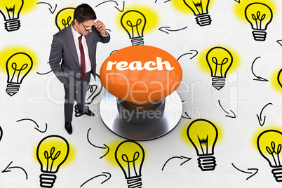 Reach against orange push button