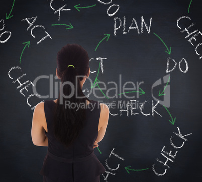 Composite image of thoughtful businesswoman