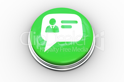 Composite image of speech bubble business card graphic on button