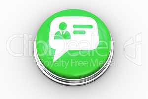 Composite image of speech bubble business card graphic on button