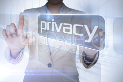 Businesswoman presenting the word privacy