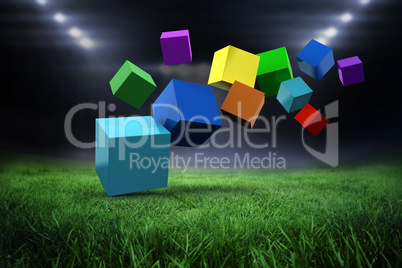 Composite image of 3d colourful cubes floating