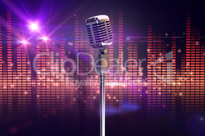 Composite image of retro microphone on stand