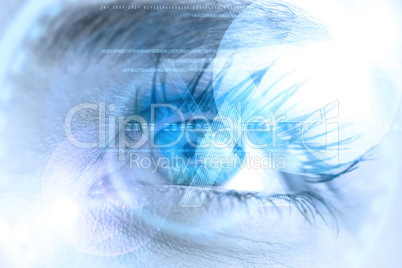 Composite image of close up of female blue eye