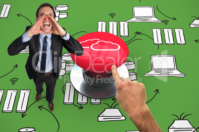 Composite image of shouting businessman