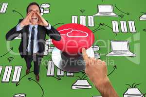 Composite image of shouting businessman