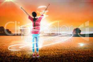 Composite image of cheering football fan