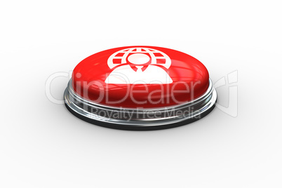 Composite image of businessman and sphere graphic on button