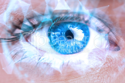 Composite image of close up of female blue eye