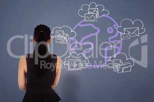 Composite image of standing businesswoman