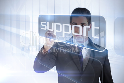 Businessman presenting the word support