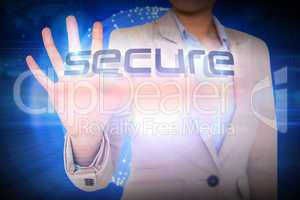 Businesswoman presenting the word secure