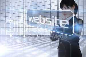 Businesswoman looking at the word website