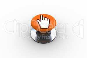 Composite image of hand icon graphic on button