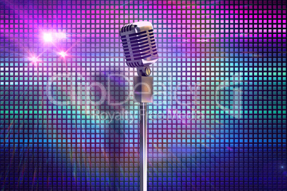 Composite image of retro microphone on stand