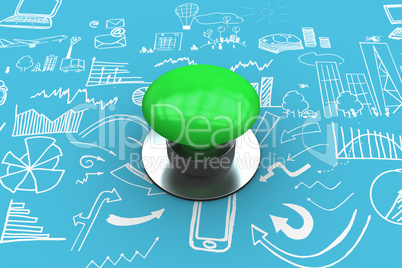 Composite image of digitally generated green push button