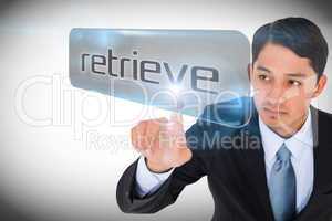 Businessman pointing to word retrieve