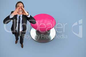 Composite image of shouting businessman