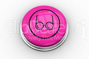 Spectacles graphic on pink button