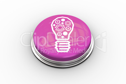 Composite image of light bulb with cogs graphic on button