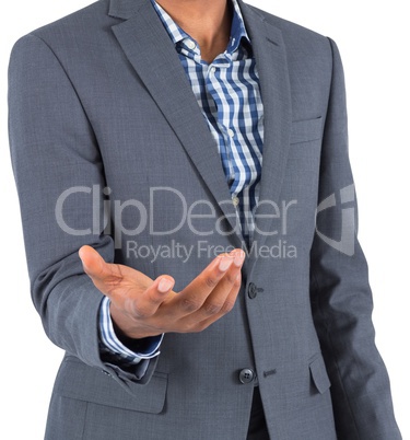 Businessman holding hand out Businessman holding hand out