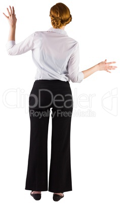 Businesswoman standing with hands out