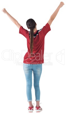 Excited asian football fan cheering