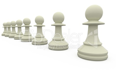 White chess pawns in a row