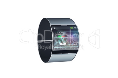 Futuristic black wrist watch with interface Futuristic black wrist watch with interface