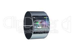 Futuristic black wrist watch with interface