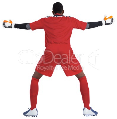 Goalkeeper in red ready to save