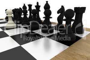 White pawns facing black team
