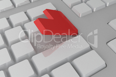 White keyboard with red key