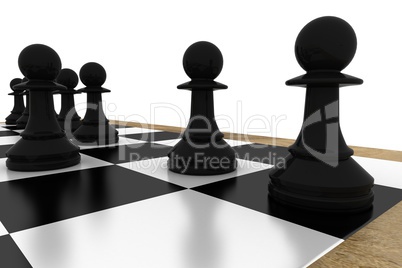 Black pawns on chess board